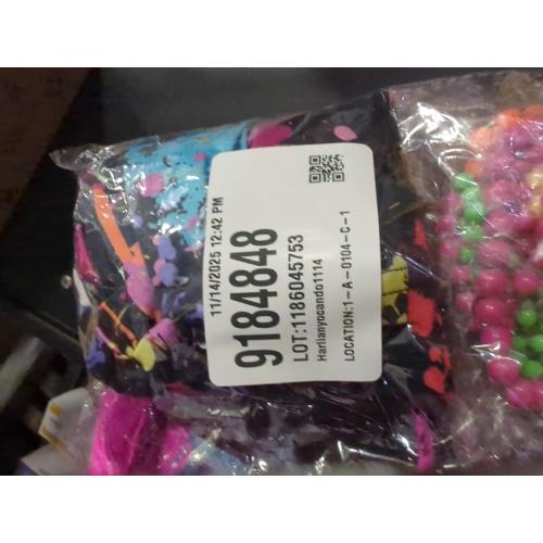 Size L Syhood 80s Legging for Women Neon Halloween High Waisted Neon Legging 4 Pcs Necklace 1980s Dress up Costume Accessory Set