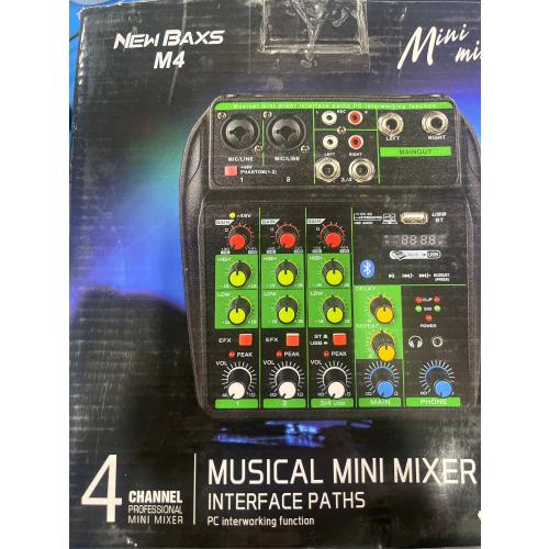 DJ Audio Mixer, DJ Mixers 4 Channel Sound Board with Bluetooth, NEW BAXS Sound Mixer Board XLR/1/4 Interface, USB/MP3 Computer Input 48V Phantom Power Stereo DJ Studio Streaming KTV Stage