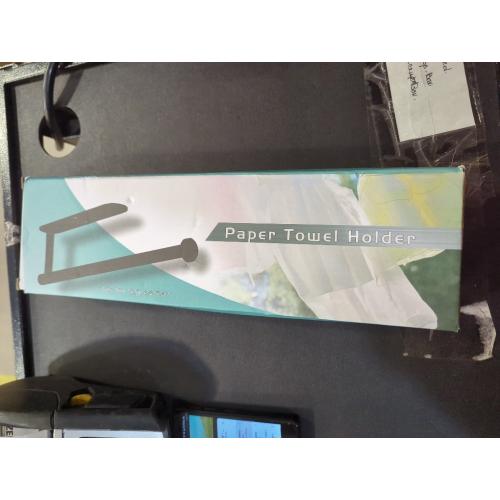 Paper Towel Holder, Self Adhesive or Drilling Paper Towel Holder Under Cabinet, Stainless Steel Black Paper Towel Holders Wall Mount for Kitchen, Bathroom, Sink, Pantry, Fridge