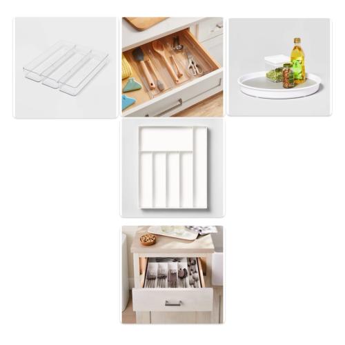 15 Lazy Susan Turn Table - Brightroom & 3 Compartment Plastic Drawer Flatware Organizer - Brightroom & 6 Compartment Organizer White - Brightroom