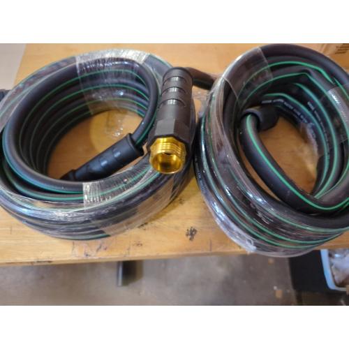 Hybrid Garden Hose 5/8 IN. x 50 FT, Heavy Duty, Lightweight, Flexible with Rotatable Grip Handle and Solid Brass Fittings, set of 2