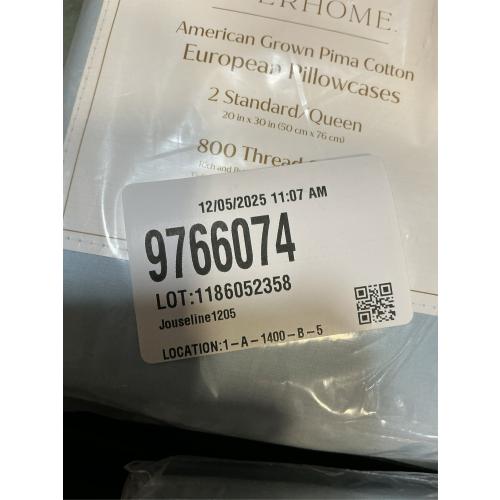 Everhome PimaCott Sateen 800-Thread-Count Standard Pillowcases in Skyway (Set of 2)