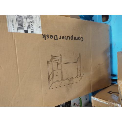 Grandder Gaming Desk 40 Inch with Power Outlet and LED Light, Computer Desk with Reversible Shelves and Storage Drawer, Pc Small Desk for Home Office Table with Bag, Carbon Fiber Black