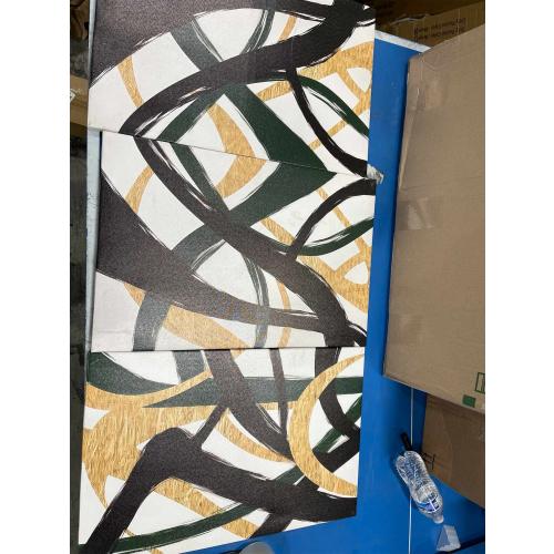 3Pcs Framed work Abstract Lines Canvas Wall Art Modern Black, Green, Gold Geometric Brushwork Prints Posters Abstract Line Images Framed gallery packaging artwork for living room prints, bedroom, office, and home decor 12X16Inch