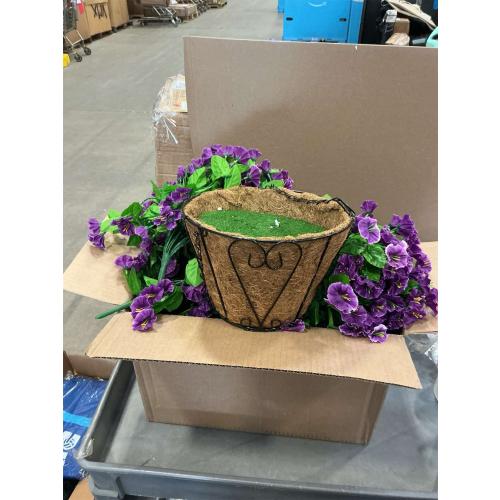 Artificial Hanging Flower Plants with Basket for Spring Summer Outdoor Decoration, Faux Petunias Flowers Fake Morning Glory Planter for Outside Patio Garden Porch Balcony Yard Spring Decor(Lotus) ‼️used ‼️
