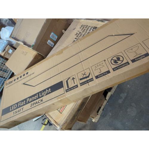 AIKVSXER 1x4 LED Flat Panel Light Surface Mount Ceiling Light Black, 5500LM 50W TRIAC 10-100% Dimmable, 3000/4000/5000k Selectable 120V LED Light Fixture for Kitchen/Laundry/Garage 2PACK