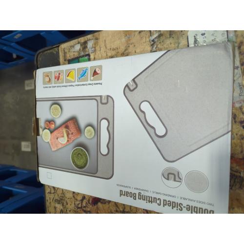 Titanium Cutting Board Double Sided for Kitchen,Knife Sharpener & Garlic Grater Wheat Straw   PP with Juice Groove Large Chopping Board（15×10In） Kitchen Necessities for Home