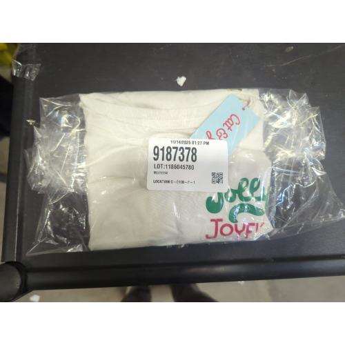 SIZE 6-7. Girls' Long Sleeve 'Jolly and Joyful' Graphic T-Shirt - Cat & Jack™ Off-White S