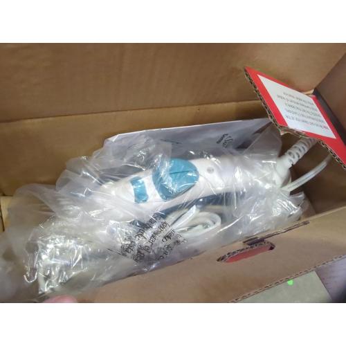 Color Blue Sunbeam Compact Steam Iron, 1200 Watts, Non-Stick Soleplate, Powerful Shot of Steam, Horizontal or Vertical, Spray Mist, Precision Tip, White/Blue