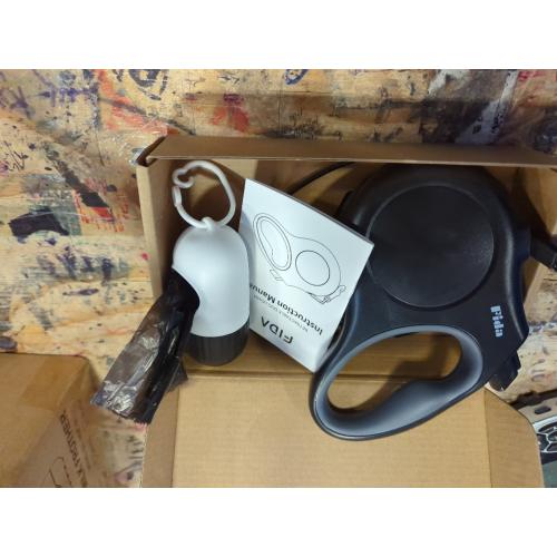 Fida Retractable Dog Leash with Dispenser and Poop Bags, 16 ft Pet Walking Leash for Small Dog or Cat up to 26 lbs, Anti-Slip Soft Handle, Tangle Free, Reflective Nylon Tape (S, Black)