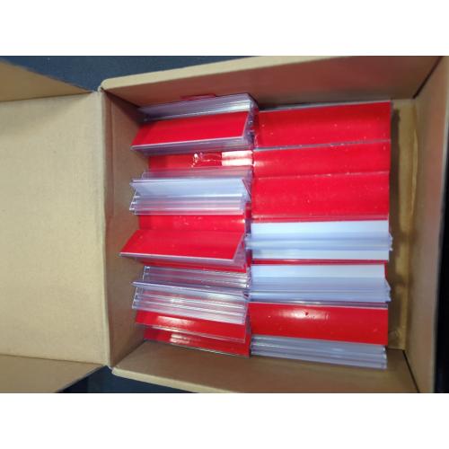 Clear 1x3 Fulmoon 50 Pcs Sign Holder, Adhesive Base Sign Holders Multiple Uses for Counters, Warehouses, Base Holders with Strong Adhesive (1*3in)