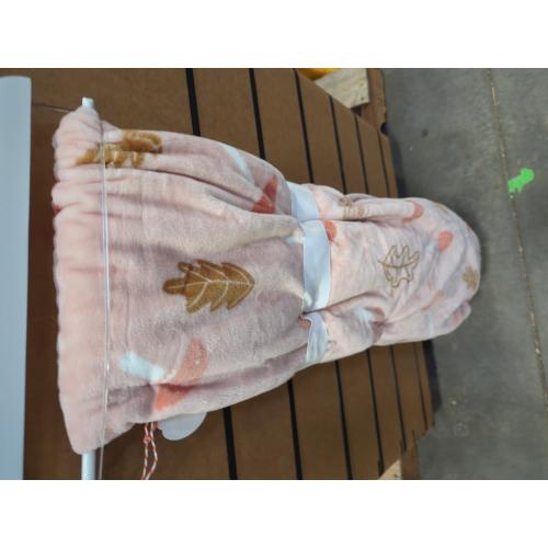 Deco Soft Plush Throw Pink Leaf and Mushroom Pattern