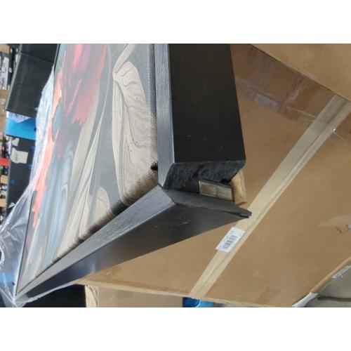 Kate and Laurel Sylvie Dark Academia Floral in Rich Jewel Tones Framed Canvas Wall Art by The Creative Bunch Studio, 31.5x41.5 Black, Modern Colorful Flower Art for Wall