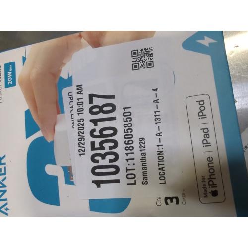 Anker PowerPort PD Nano 20W USB-C Wall Charger with 6 ft PowerLine II USB-C to Lightning Cable - White