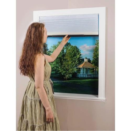 Easy Up & Down Cordless Pleated Window Shades, Light Filtering Fabric Window Blinds, White