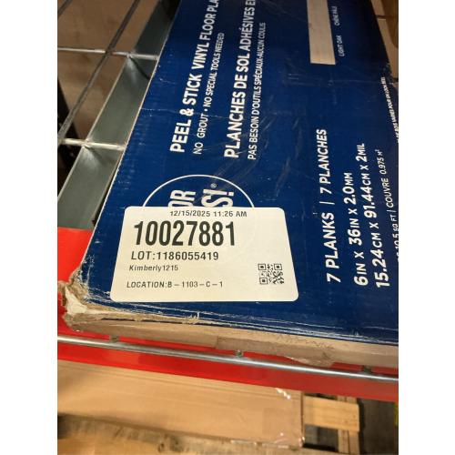 Light Oak 2 MIL x 6 in. W x 36 in. L Water Resistant Peel and Stick Vinyl Tile Flooring (10.5 sq. ft.)