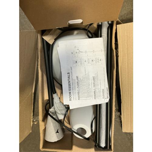 Torchiere with Task Light Floor Lamp Black - Room Essentials™: Adjustable, ETL Listed, Metal Body