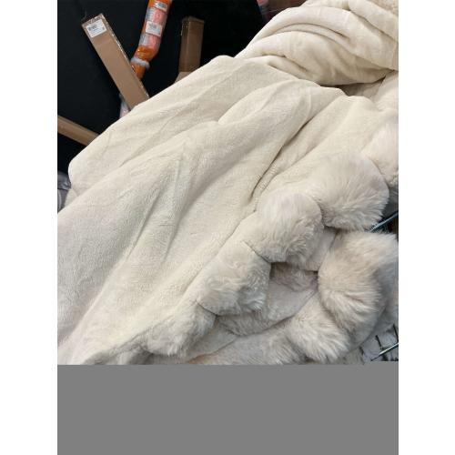 Super Comfort Oversized Warm Thick Bubble Luxury Plush Rabbit Faux Fluffy Blanket,Soft  for White, queen 90x90)