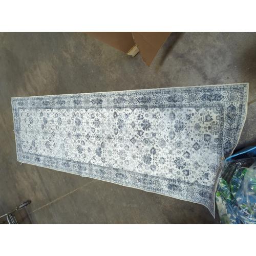 Rugcomf Runner Rug Small Hallway Washable Boho Soft Area Rug Non-Slip Faux Wool Vintage for Kitchen, Entryway, Laundry, Bedroom, Indoor (Grey and White)