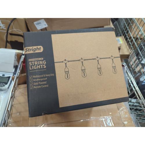 Size 60ft Stright Solar Powered String Light 240FT with Remote Control 8 Light Modes, Weatherproof Shatterproof ST38 LED Bulb, Total 60 Sockets, 1 to 4 Splitter cord String Lights (End to End 60FT, Total 240FT)