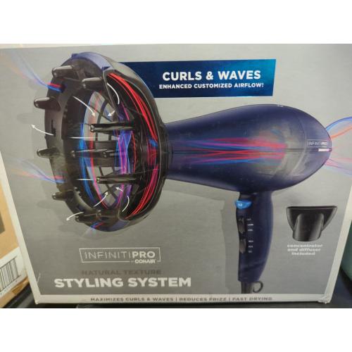 Conair Infinite Pro Texture Navy Blue Hair Dryer Temperature Control Hair Dryer