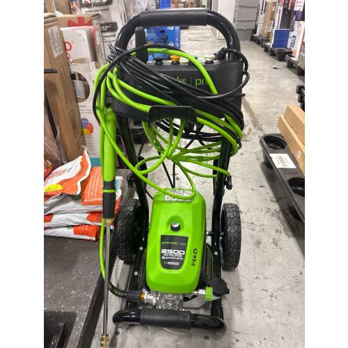 GREENER Electric Pressure Washer, 2500 Max PSI and 2.0Max GPM, Onboard Soap Tank, Spray Gun and Wand, 5 Nozzle Set, for Cars/Fences/Driveways/Homes/Patios/Furniture-Green