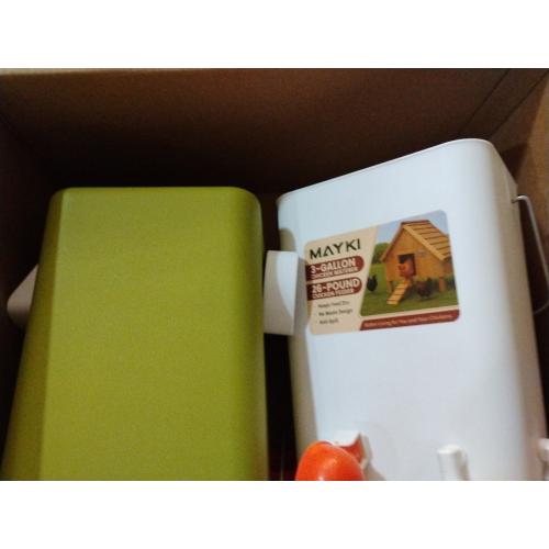 MAYKI Chicken Feeder and Waterer Set, 3 Gallon/26 LB No Waste Poultry Feeding System with Hanging Option, Automatic Coop Accessories for 10 Hens, Upgraded Feeder Port Water Cup, BPA-Free Winter Design‼️light dirt‼️