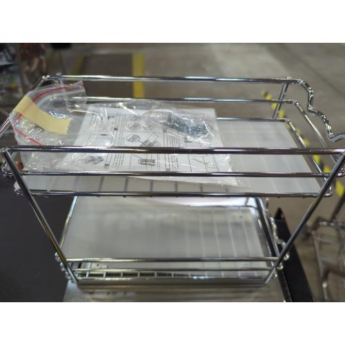 Household Essentials Glidez Multipurpose Chrome-Plated Steel Pull-Out/Slide-Out Storage Organizer with Plastic Liner for Under Cabinet Use - 2-Tier Design - Fits Standard Size Cabinet or Shelf, Chrome