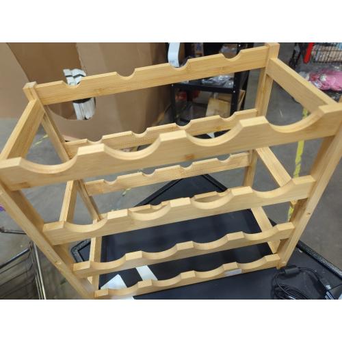 Bamboo Wine Rack, Sturdy and Durable Countertop Wine Storage Cabinet Shelf for Pantry - 4 Tiers 16 Bottle Wine Rack