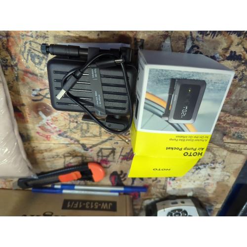 HOTO Mini Bike Tire Pump, 25s Fast Inflate Bicycle Pump with Guage, 150PSI Portable Electric Bike Air Pump with Presta and Schrader Valve for Road Bike, Motorcycle, Mountain Bike, Car, Sports Ball