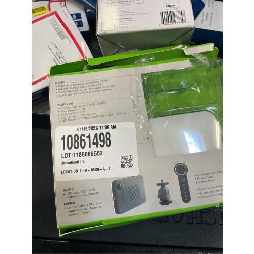 Missing parts  DigiPower 120 LED On-Camera Video Light with Multi-Color Temperature, Adjustable Brightness, USB Connectivity, Includes Camera Mount