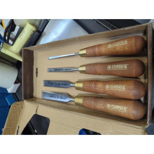 4 Pack Narex Czech Steel Premium 4 pc set 6 (1/4), 12 (1/2), 20 (3/4), 26 (1) mm Chisels w/Hornbeam Handles
