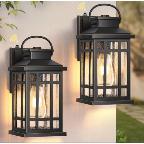 Opaxis Dusk To Dawn Outdoor Lighting Black 2 Pack Outside Lights For House With Gold Trim Modern