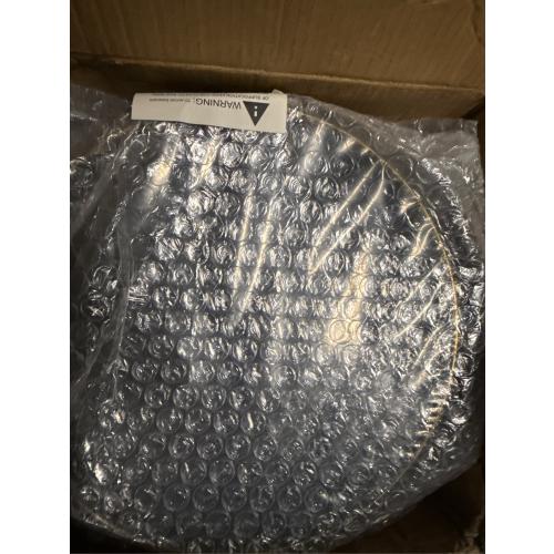 Nervure 100 Pieces Black Plastic Plates - 7.5inch Black Dessert Plates - Disposable Gold Plastic Plate - Disposable Plate Ideal for Wedding & Father's Day & New Year