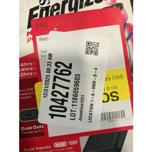 Energizer - MAX 15,000mAh Ultra-Slim High Speed Universal Portable Charger for Apple, Android, Google, Samsung & USB Enabled Devices - Black