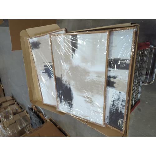 16x24x3 LHIUEM Large Abstract Framed Canvas Wall Art,Modern Black and Brown Artwork,Minimalist Color Block Shape Wall Decor,Neutral Beige Artwork for Living Room,Bedroom,Office-16''x24''x3