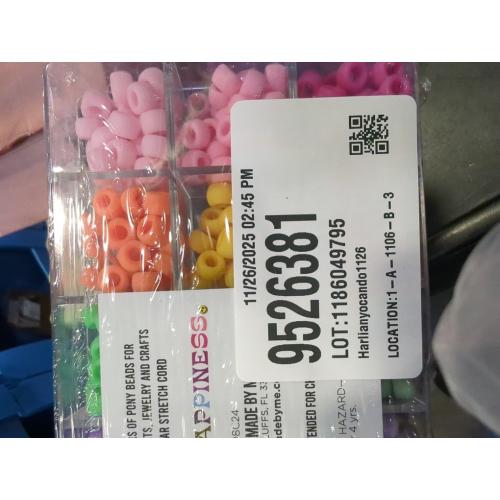 Giant Crayon Bead Box, Pony Beads with Smooth Surface Craft Assortment Colors (6x 9mm/18colors/1800 beads)