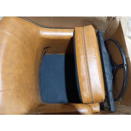 Swivel Arm Chair Camel (Whiskey Brown)