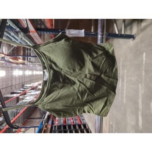 Size Large Round Neck W/removable Bra Cup Cotton Spandex Bra Top (Olive