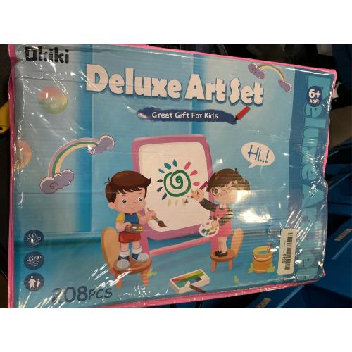 208 PCS Art Supplies,Drawing Art Kit Painting Art Set for Kids Girls Boys Artist, Gift Box with Trifold Easel, Includes Pastels, Crayons, Colored Pencils, Coloring Book, Scissors, Origami Paper 40 Sh.