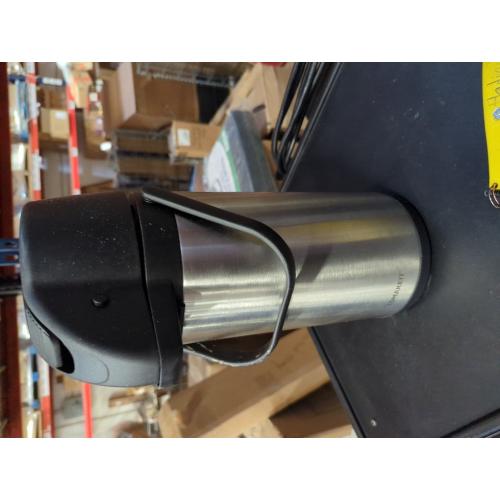 Stainless Steel Airpot with Swivel Base, 3 L (100 oz), Matte Silver Finish, Vacuum Insulated, Lockable Hot and Cold Airpot with Handle, Push-Button Dispenser