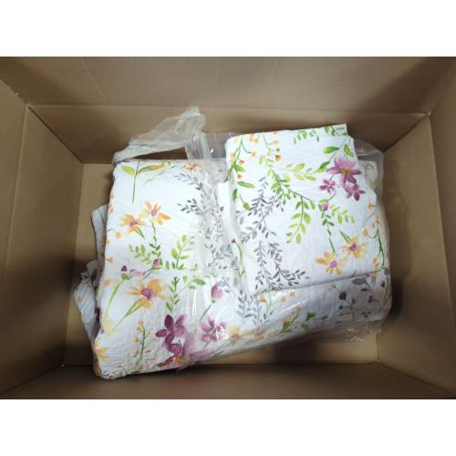 White Floral 128x120 Lady Ann Oversized King Bedspreads for Extra Bed 128x120, Wild Floral Printed Quilt Set 100% Cotton Yellow Flower Botanical Pattern Bedding, Vintage Coverlet with Pillow Shams for All Season, 3 PCS