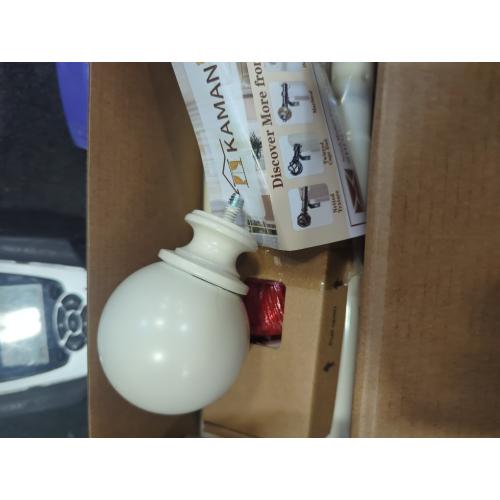 KAMANINA Curtain Rod 32 to 58 Inches (2.6-4.8ft), White Curtain Rods for Windows, 7/8 Inch Adjustable Modern Drapery Rod with Round Finials