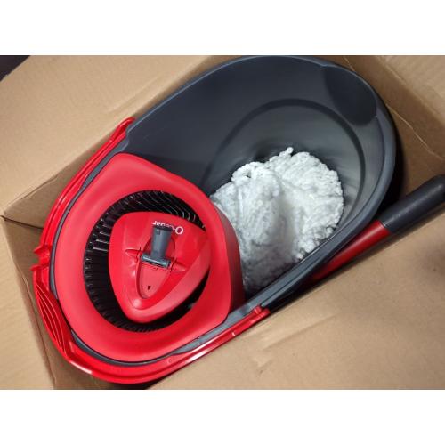O-Cedar EasyWring Microfiber Spin Mop, Bucket Floor Cleaning System, Red, Gray, Standard