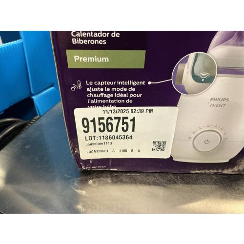 Philips Avent Premium Fast Bottle Warmer, with Smart Temperature Control, Water Bath Technology, Automatic Shut-Off, Model SCF358