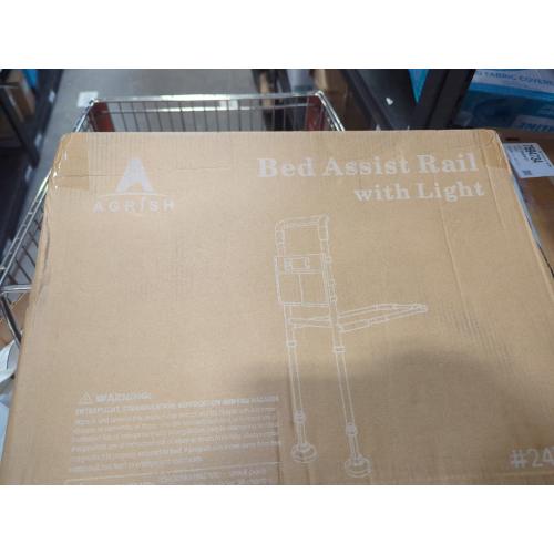 Agrish Bed Rails for Elderly Adults Safety - with Motion Light & Storage Pouch, Bedside Assist Bar with Support Legs for Seniors & Surgery Patients - Medical Bed Rail