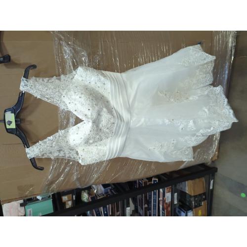 Short Lace Wedding Dresses (104x86) Knee Length Travel Tulle Rhinestones V-Neck Lace Up Bride Gowns Vintage Dress