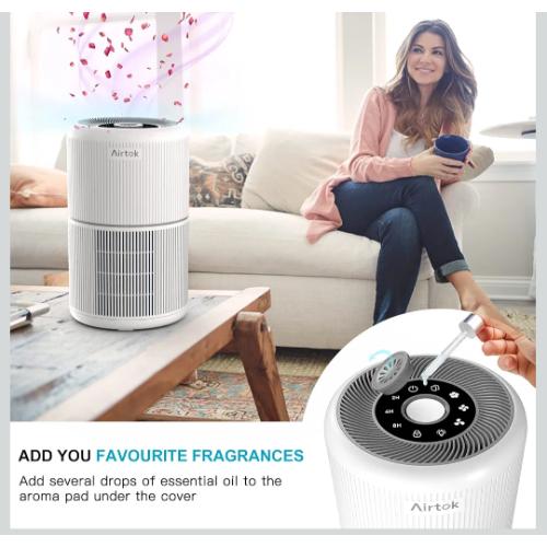 Airtok Air Purifier for Home Bedroom with H13 True HEPA Filter for Smoke, Smokers, Dust, Odors, Pollen, Pet Dander