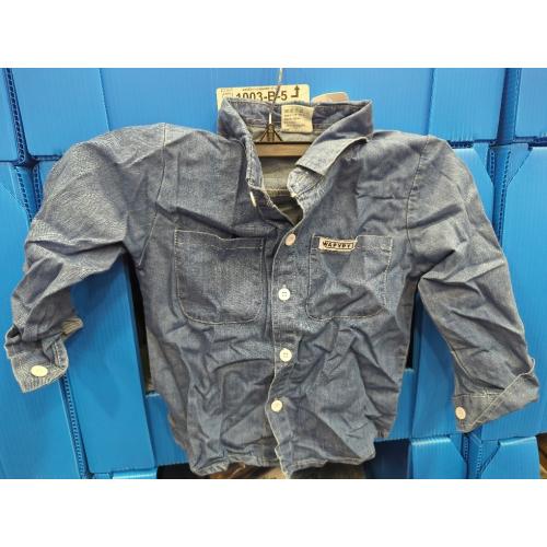 Wapypy Size 90/52 Toddler Baby Fashion Denim Shirt Lapel Button Pocket Little Kids Shirt Long Sleeve Loose Top