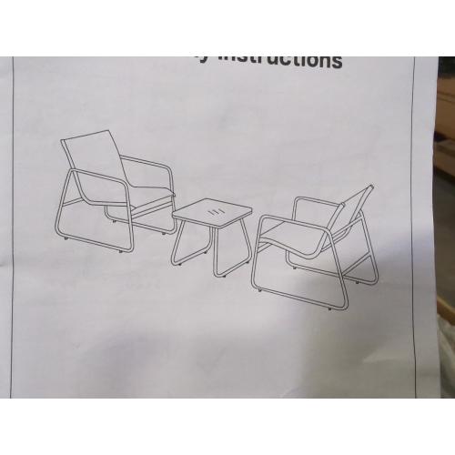 Outdoor 3pc Black Patio Set. 2 Chairs and 1 table